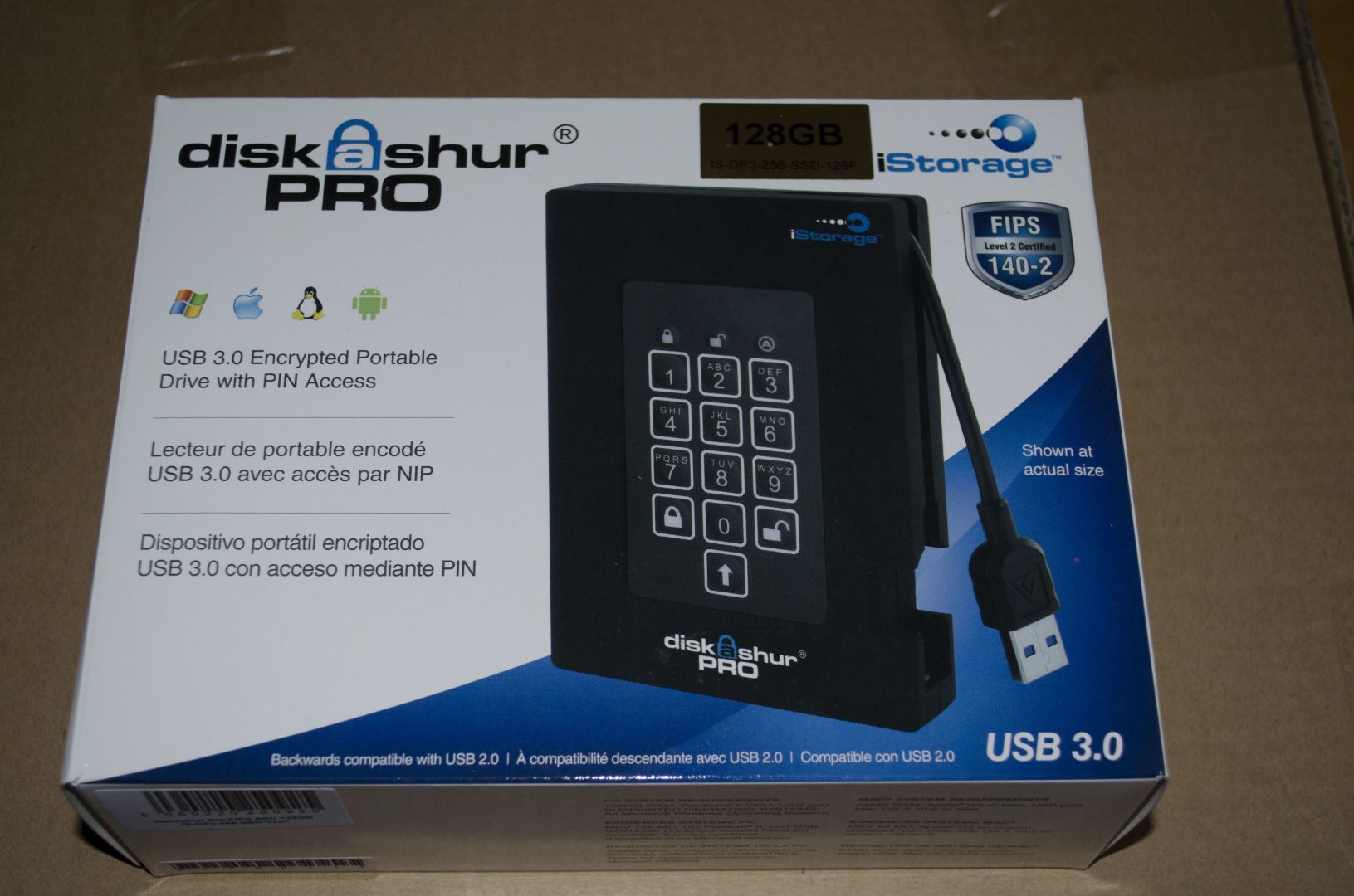 iStorage diskAshur Pro portable encrypted USB 3 hard drive