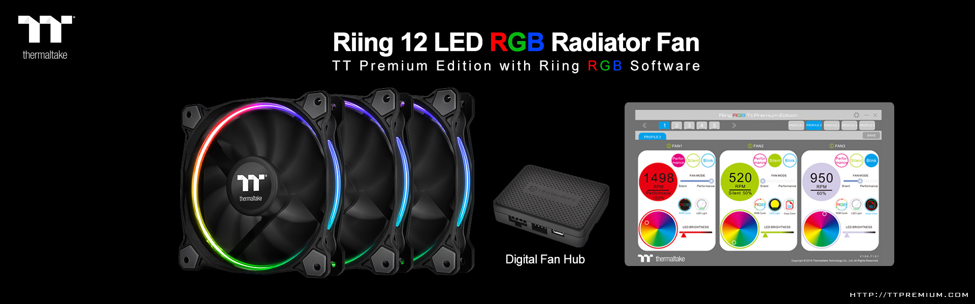 Thermaltake Riing LED RGB Radiator Fan TT Premium Edition
