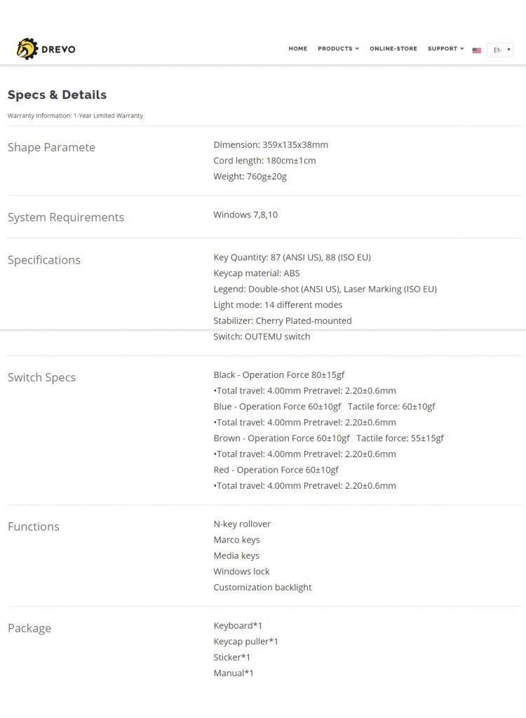 Tyrfing v2 Spec Sheet