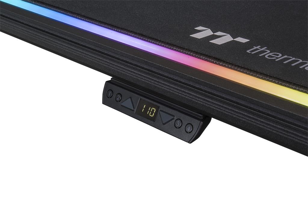 Thermaltake Level 20 RGB BattleStation Gaming Desk allows users to adjust desk height automatically