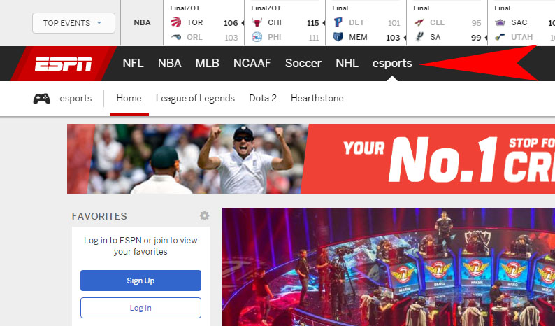 ESPN Now Has Dedicated eSports Tab On Website