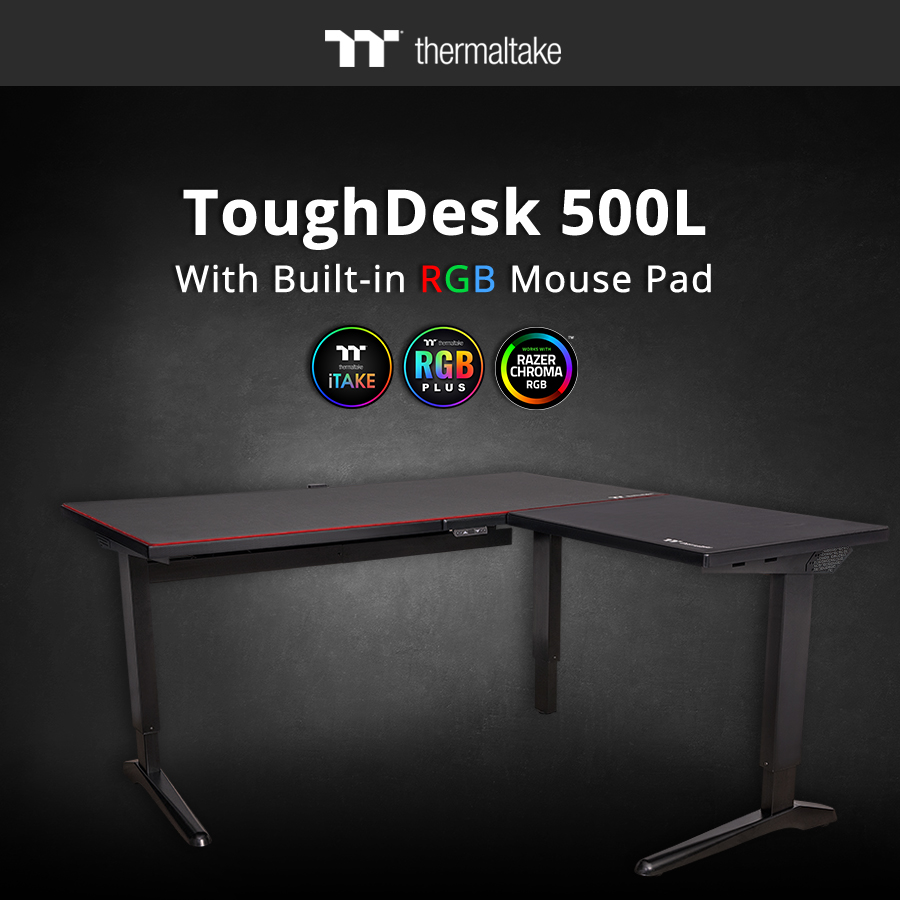 Thermaltake Introduces  the ToughDesk 500L RGB Battlestation Gaming Desk