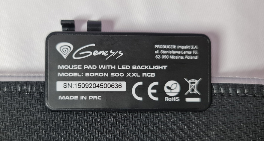 Genesis Boron 500 RGB XXL Gaming Mousepad cable management back