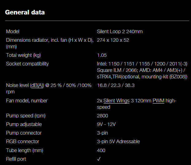 be quiet silent loop 2 specs