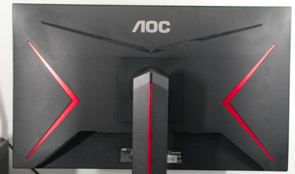 AOC 24G2ZU gaming monitor back with stand in
