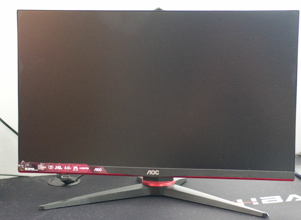 AOC 24G2ZU gaming monitor lowered