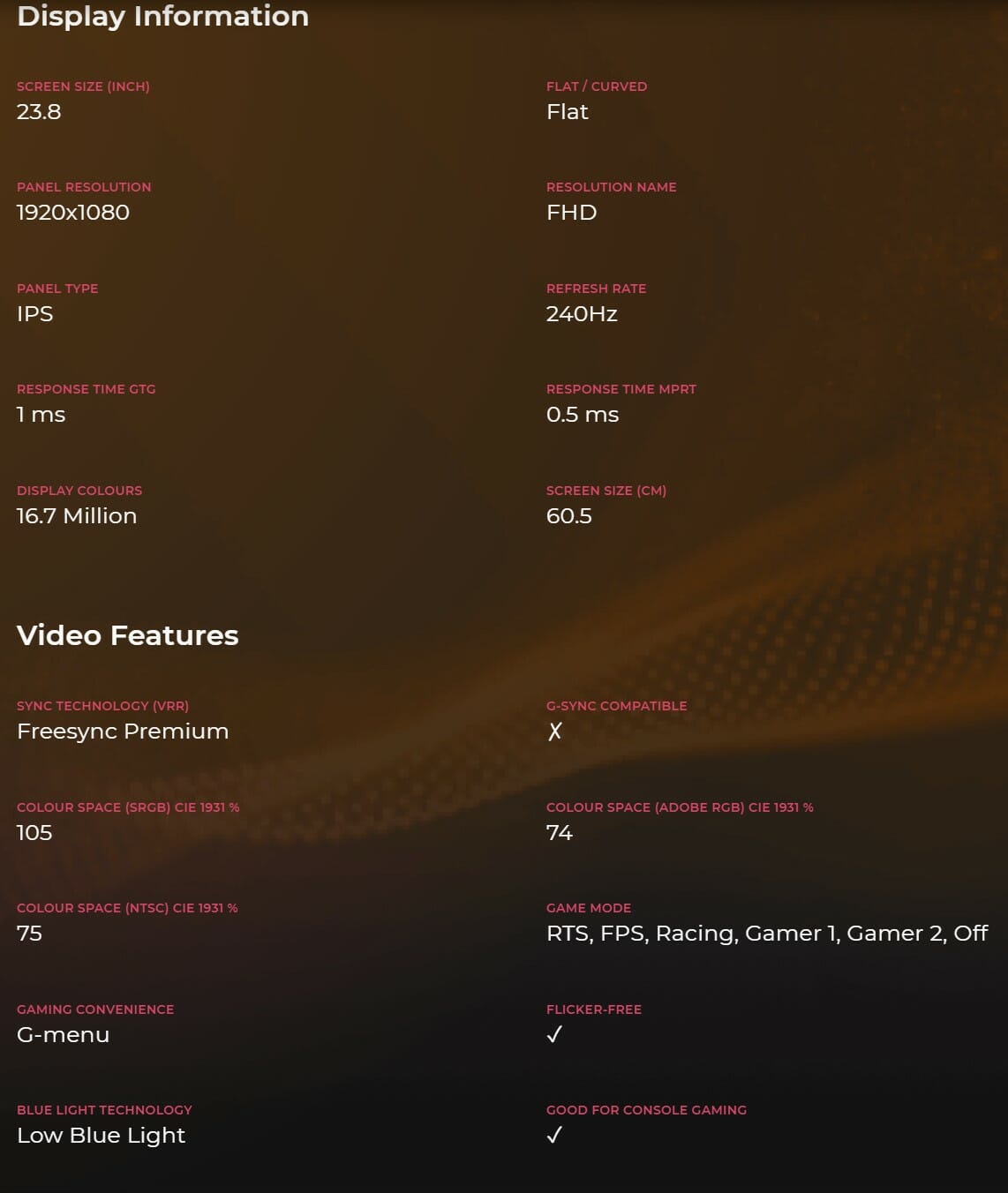 AOC 24G2ZU specs 