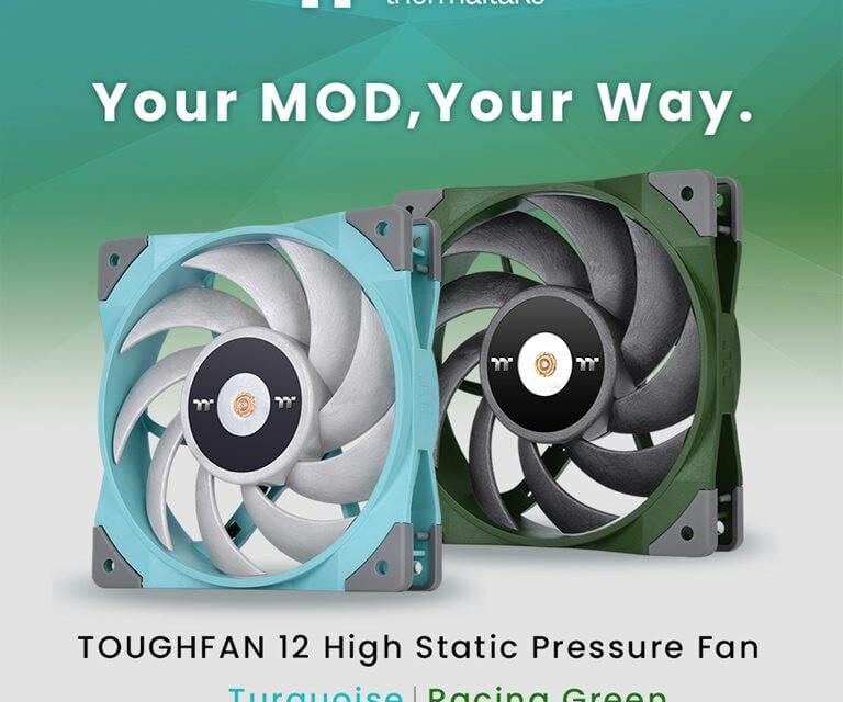 Thermaltake Debuts TOUGHFAN 12 High Static Pressure Radiator Fan in Turquoise and Racing Green