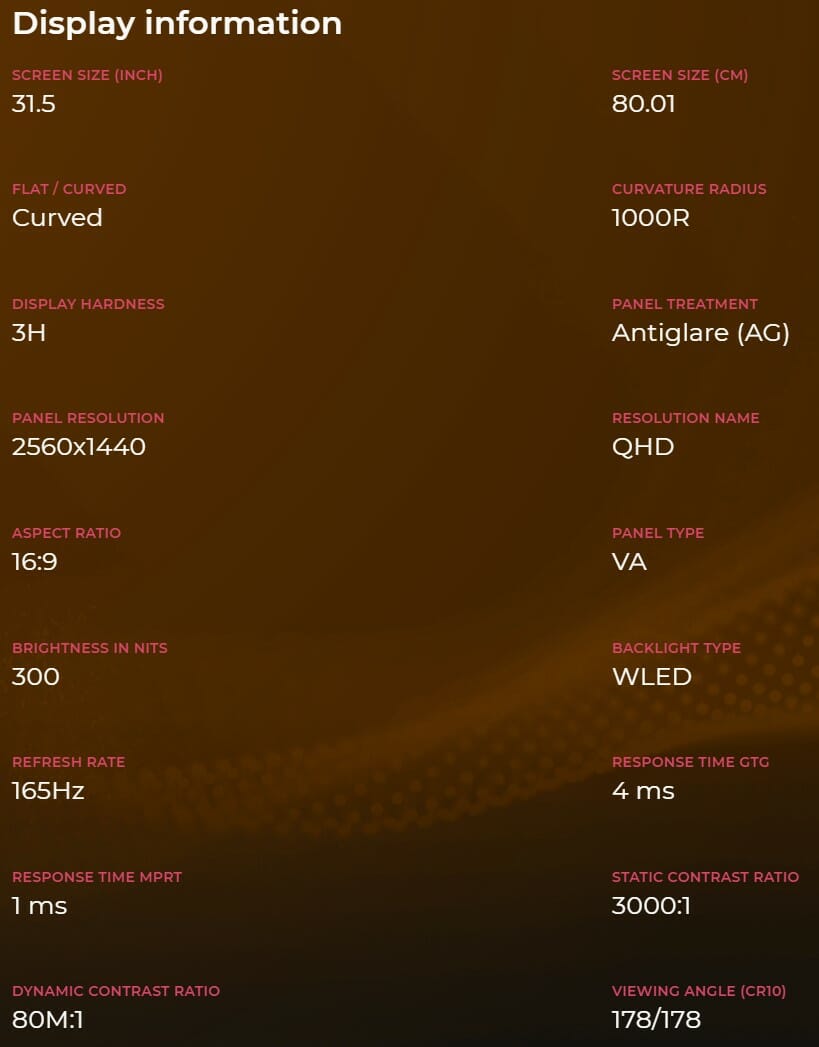 AOC CQ32G3SU Specs