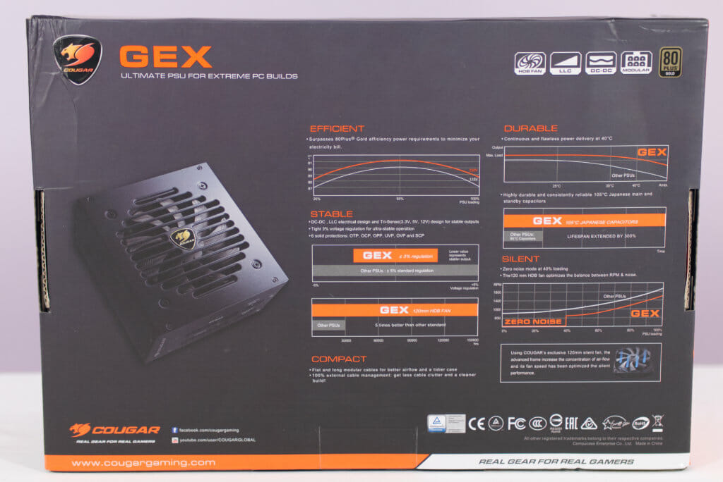Cougar GEX 650W Power Supply Box Back