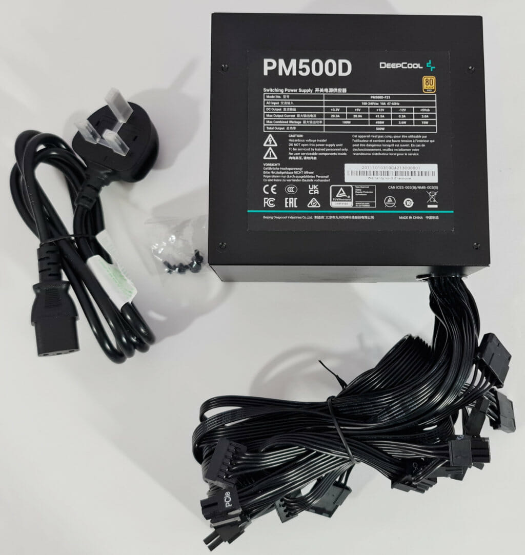 Deepcool PM500D PSU box contents