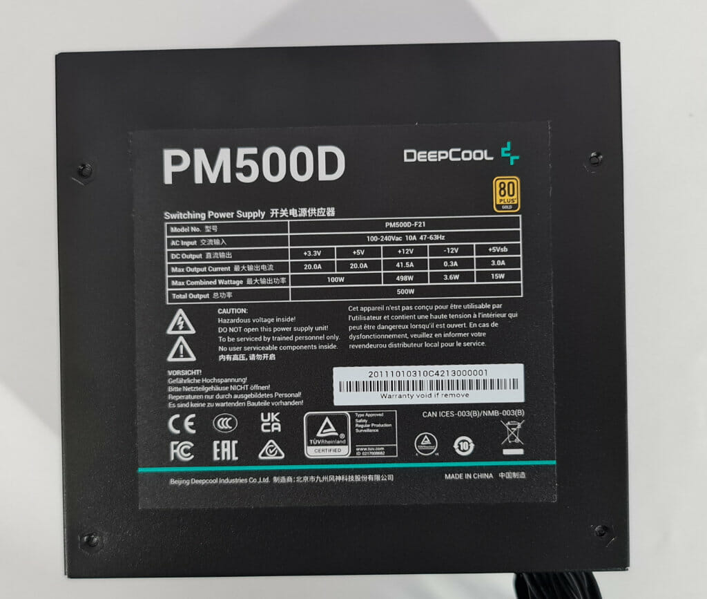 DEEPCOOL pm500D 80plus gold psu review top of psu