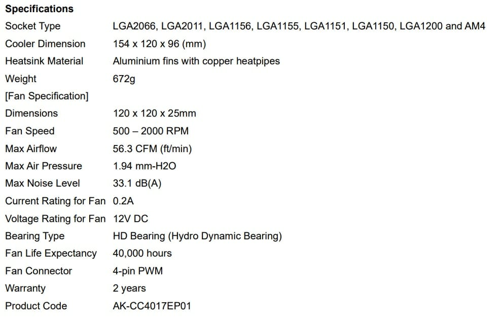 Akasa announced new CPU Air Cooler Alucia H4 9 Specs