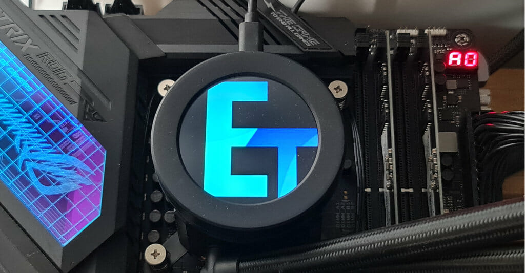 thermaltake toughliquid ultra 360 aio cpu cooler faceplate enostech logo