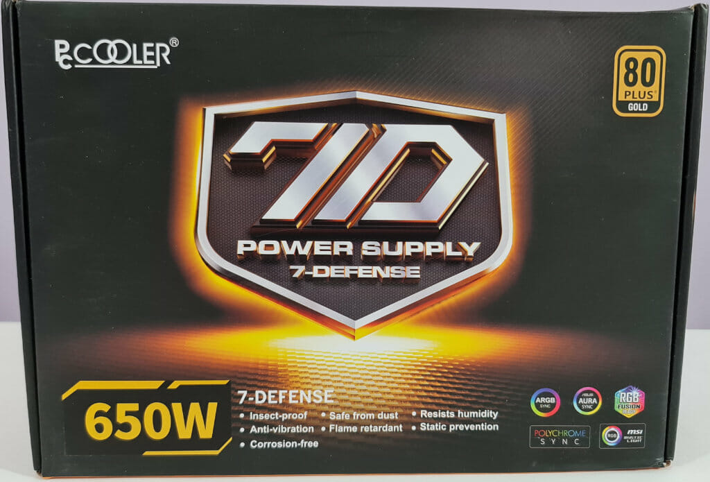 PCCOOLER GI P 650W 7D RGB PSU REVIEW box front