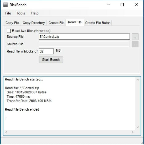DiskBench Read File