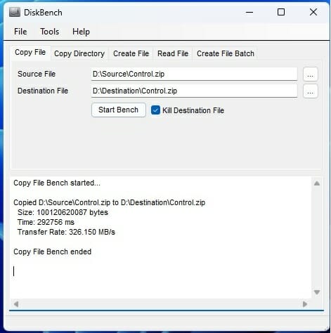 Disk Beench Copy File