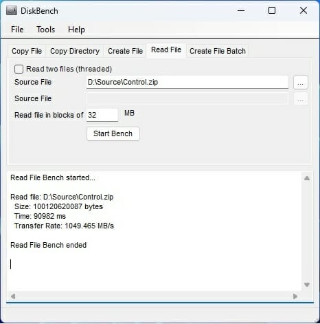 Disk bench Read File