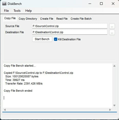 DiskBench Copy File