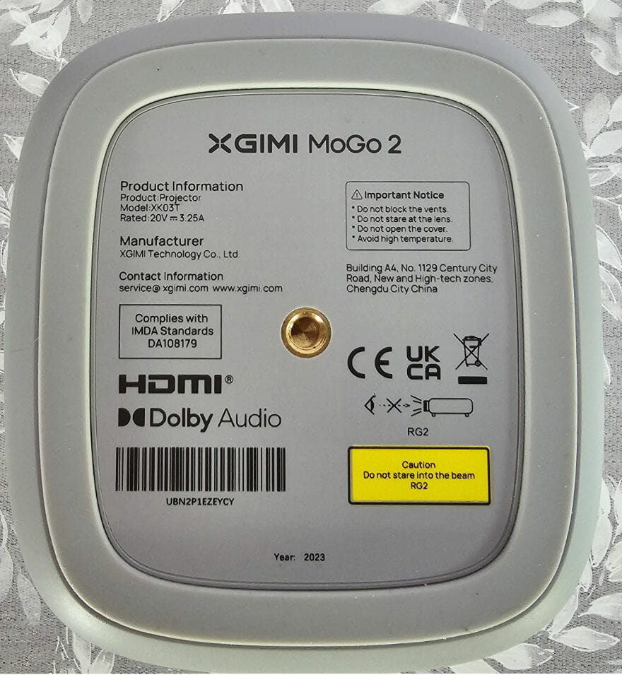 xgimi mogo2 bottom view