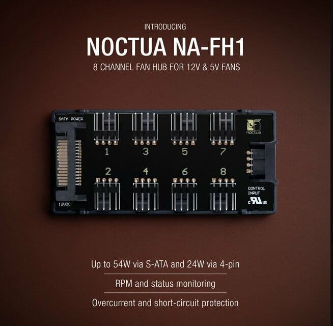 Noctua presents NA-FH1 eight channel PWM fan hub