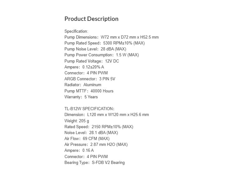 Thermalright Frozen Magic 360 Scenic Specifications