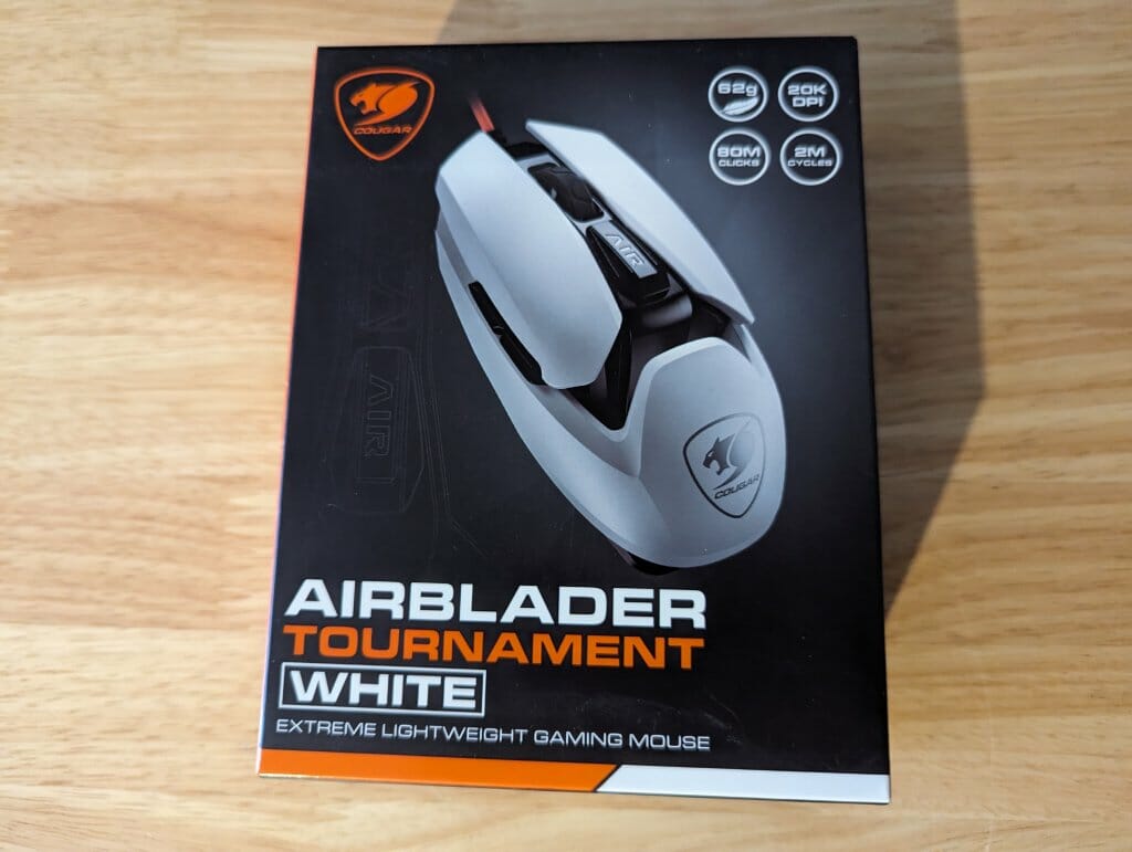 Picture of front of Airblader mouse box