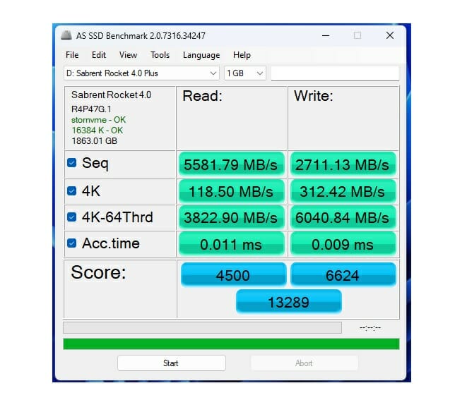 Sabrent Rocket 4 Plus G 2TB AS SSD