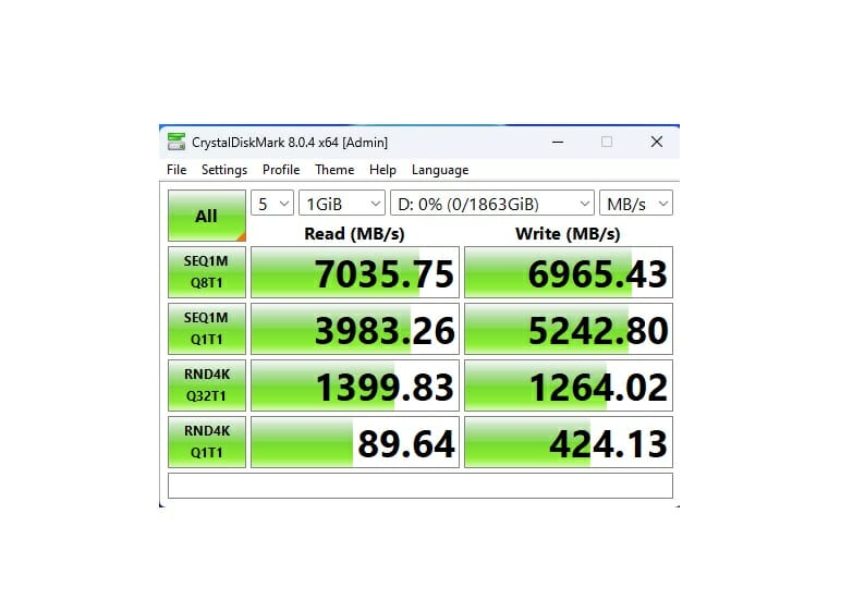 Sabrent Rocket 4 Plus G 2TB CrystalDiskMark 1