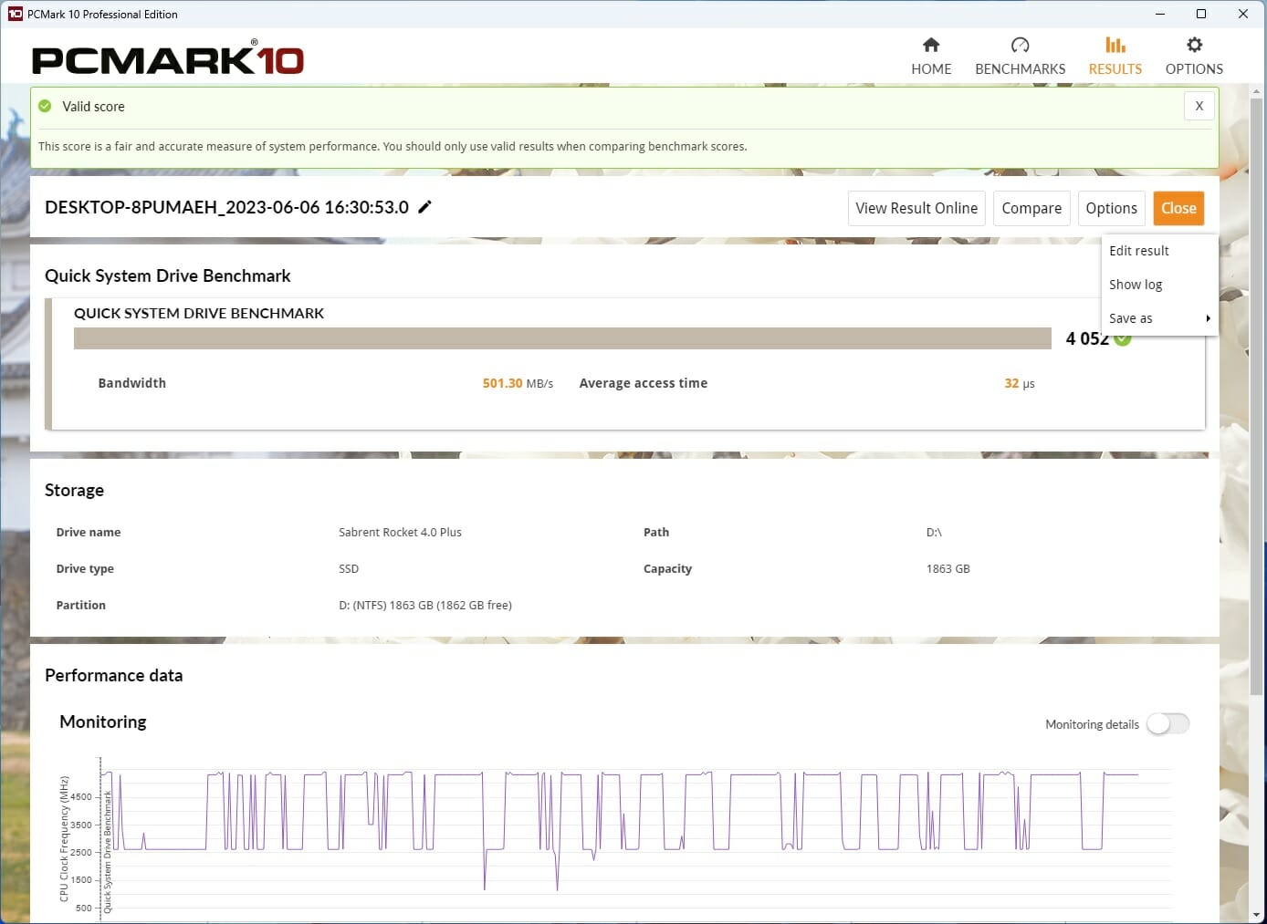 Sabrent Rocket 4 Plus G 2TB PCMARK10 Quick System Drive Benchmark