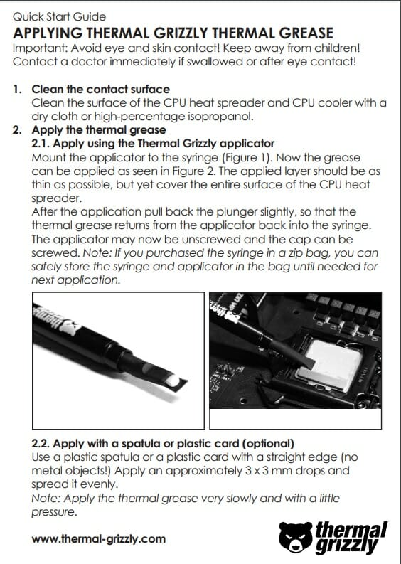 Thermal Grizzly Kryonaut Extreme Application Method