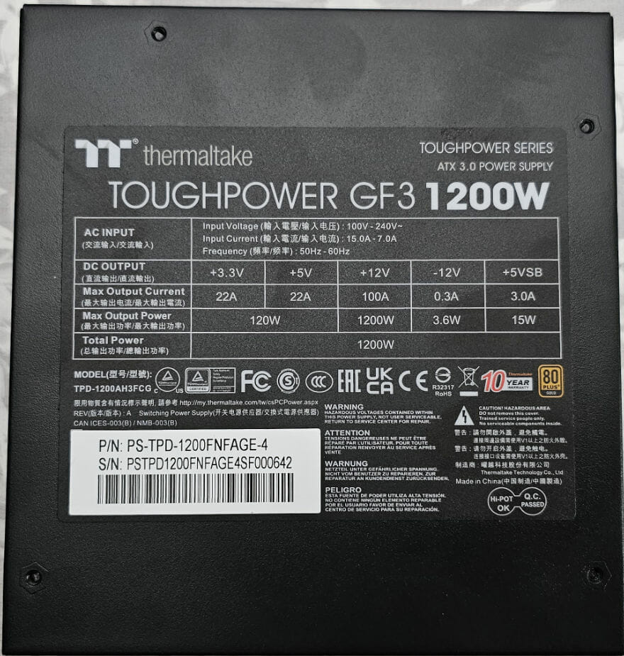 TOUGHPOWER GF3 1200 PSU top