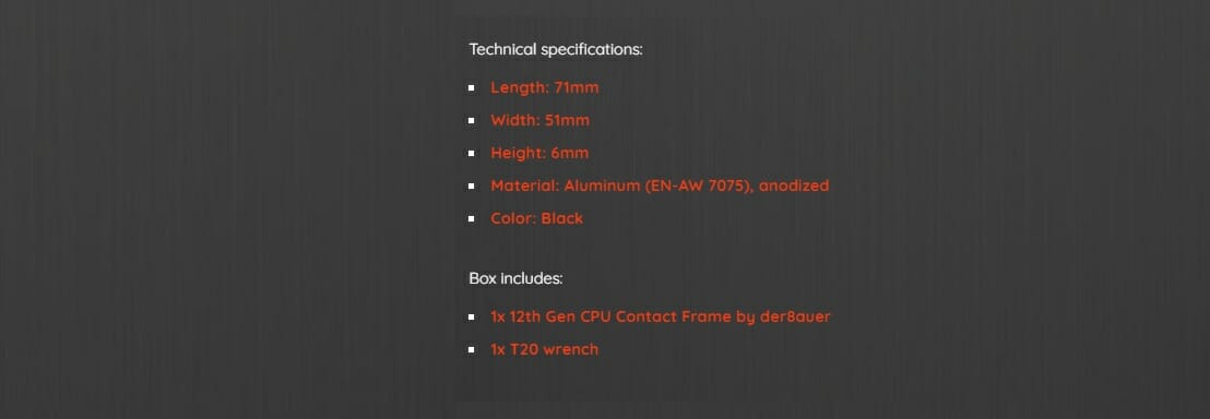 Thermal Grizzly CPU Contact Frame Specifications