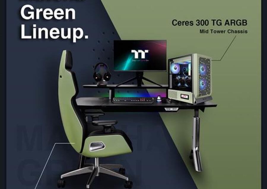 Thermaltake Reveals Matcha Green Lineup: Ceres 300 TG ARGB Mid Tower Chassis & ARGENT E700 Real Leather Gaming Chair