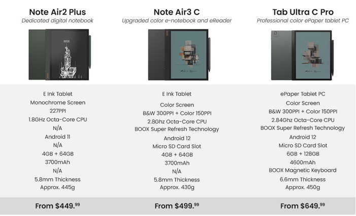 BOOX Note Air3 C and Tab Ultra C Pro 2