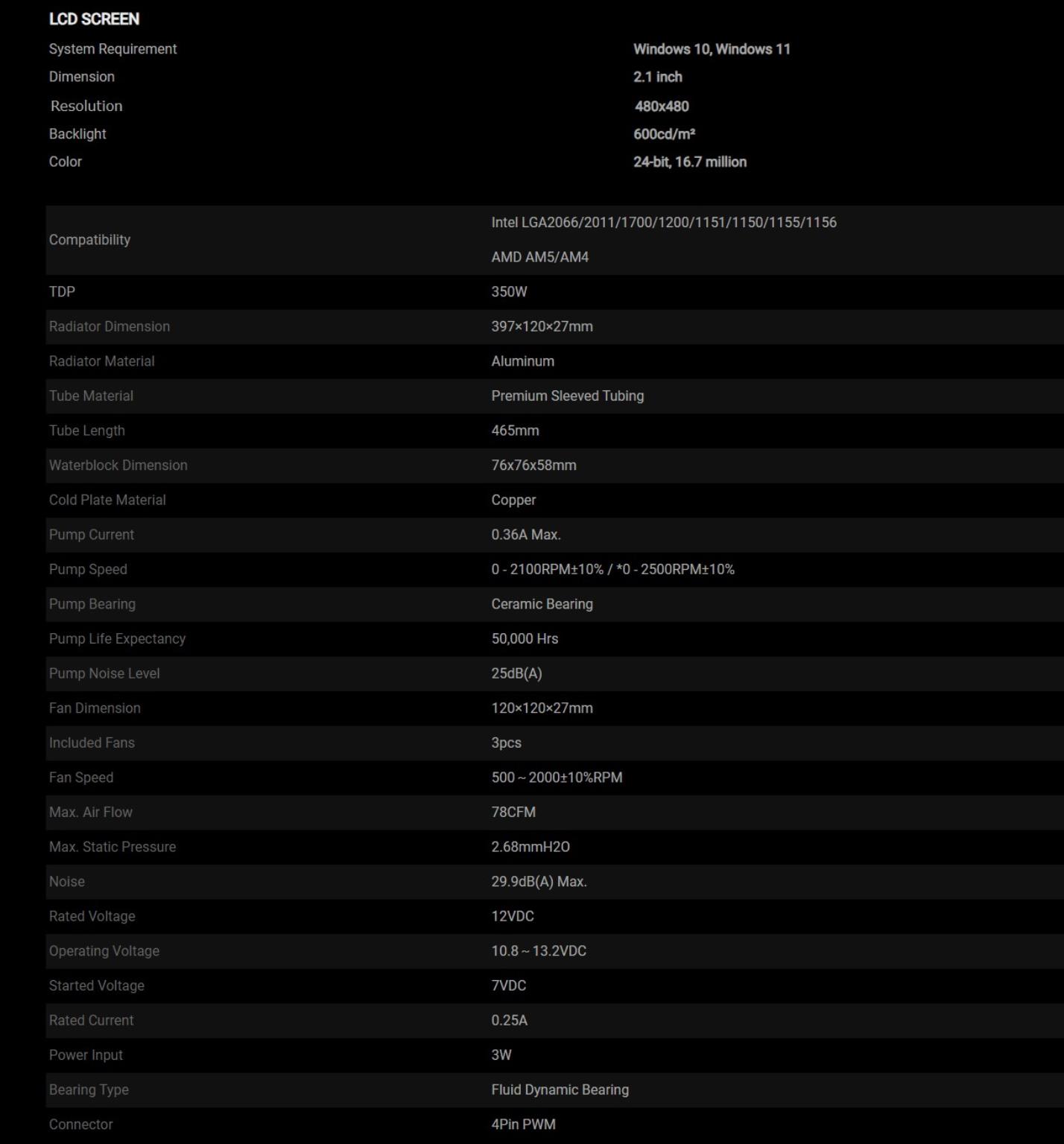 ID COOLING Space SL360 Specifications