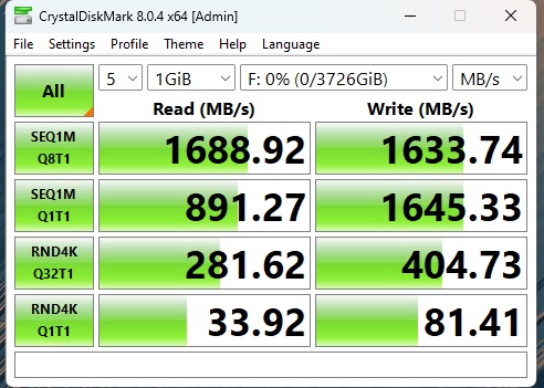 Sabrent Rocket NANO V2 4TB CrystalDiskMark