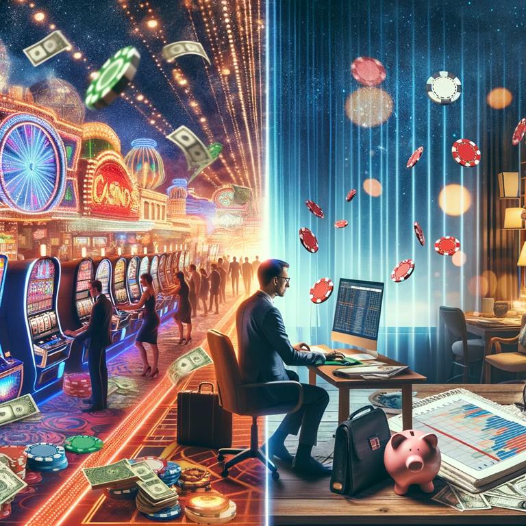dalle 2023 11 23 101605 a conceptual image blending the worlds of casinos and budgeting the first half of the image illustrates a bustling casino environment with people pla