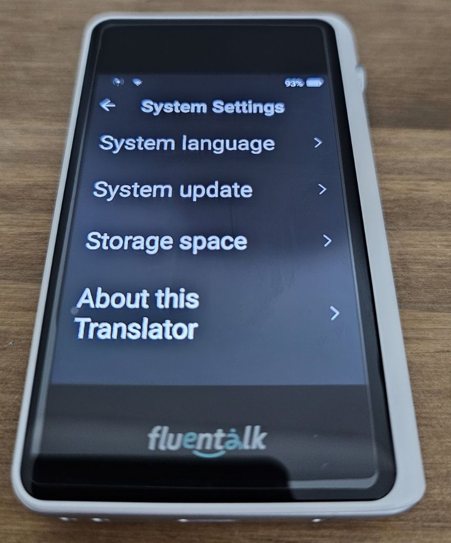 fluentalk portable translator t1 mini system settings