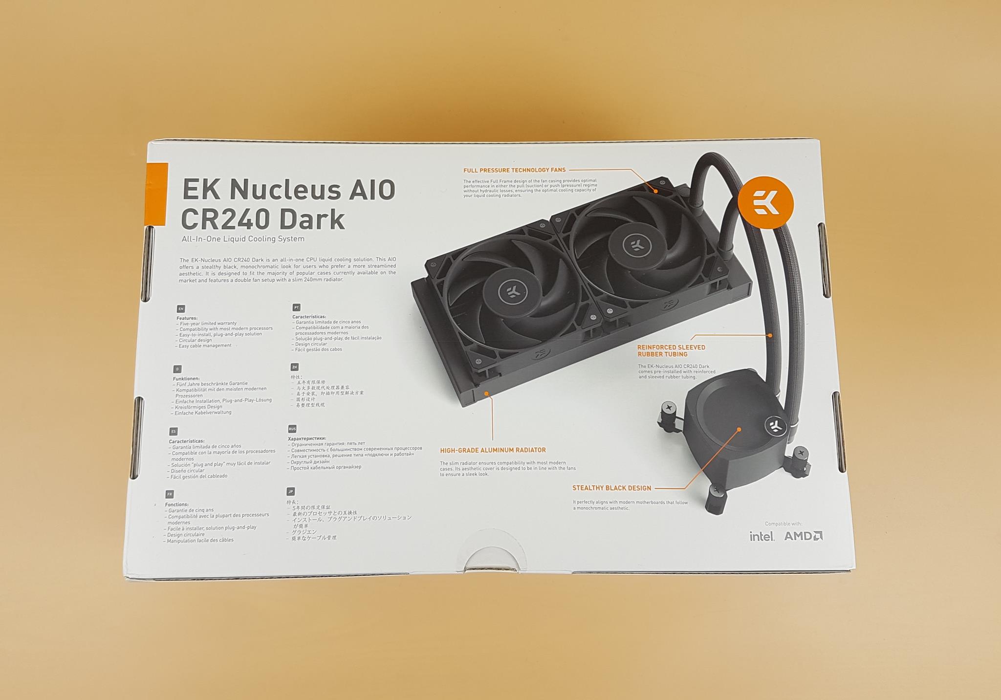 EK Nucleus AIO CR240 Dark Packing Box 2