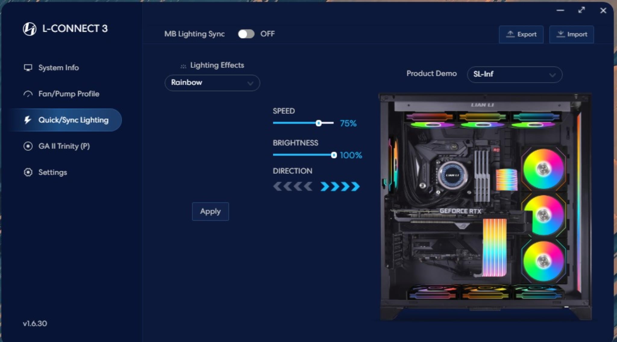 Lian Li GALAHAD II Trinity Performance 360 White Review 53 Lian Li GA II Trinity Performance 360 Software 5