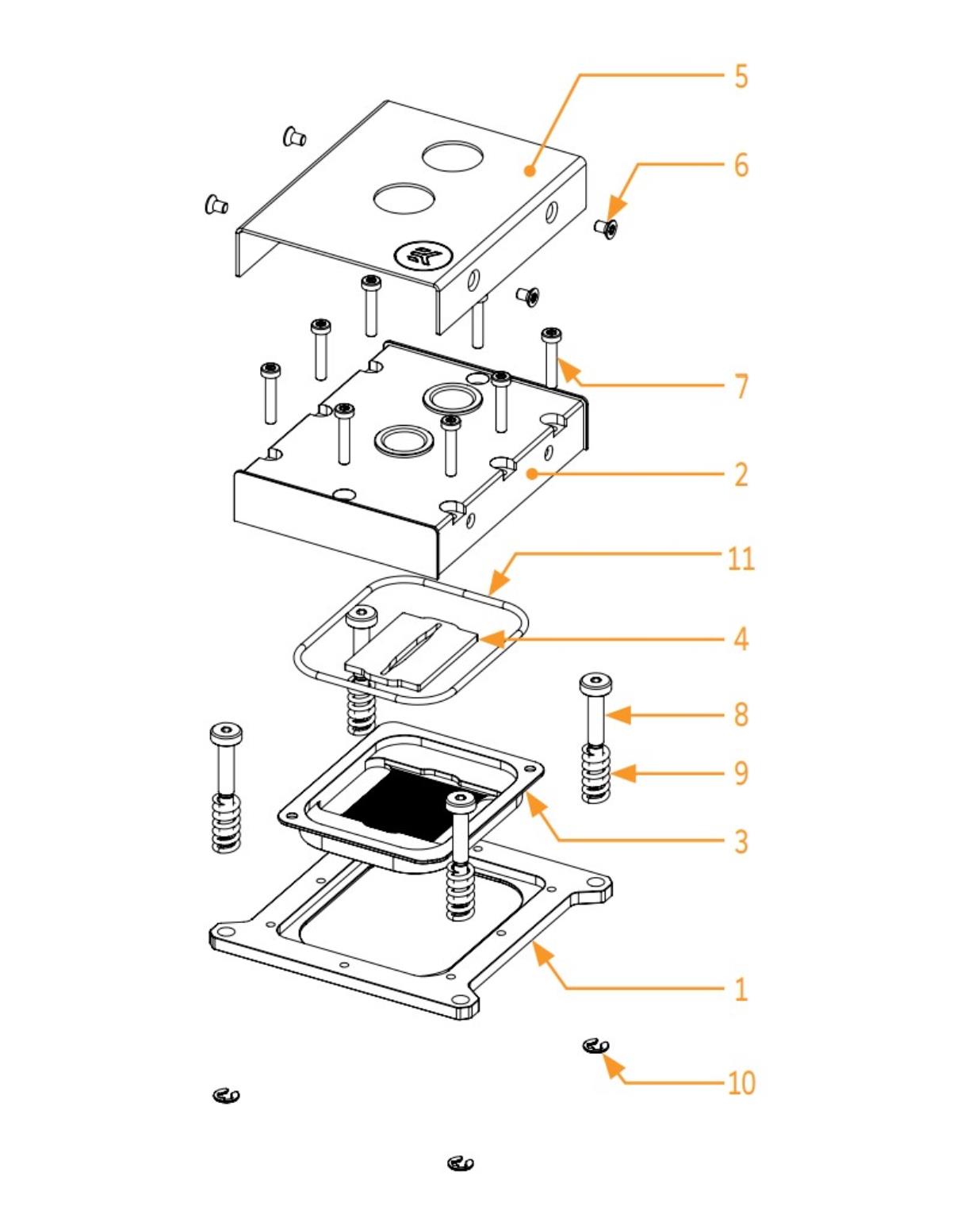 EK Pro CPU WB 1700 Nickel Inox Block Diagram