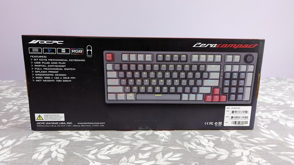 OCPC Gaming Zero Compact Keyboard box rear
