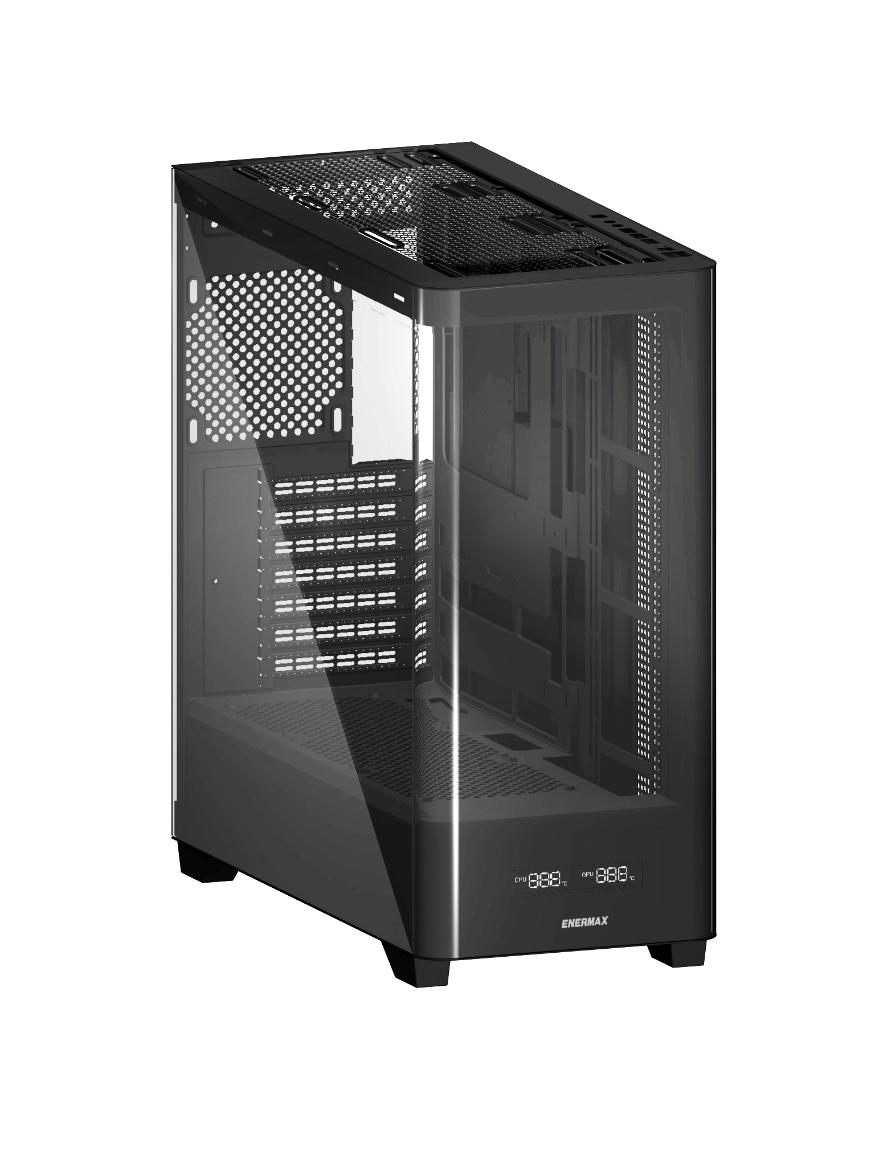 ENERMAX ®Unveils Immersion-Cooled Workstation and High-Performance PC Components at COMPUTEX 2025 4 一張含有 設計, 黑與白 的圖片
AI 產生的內容可能不正確。