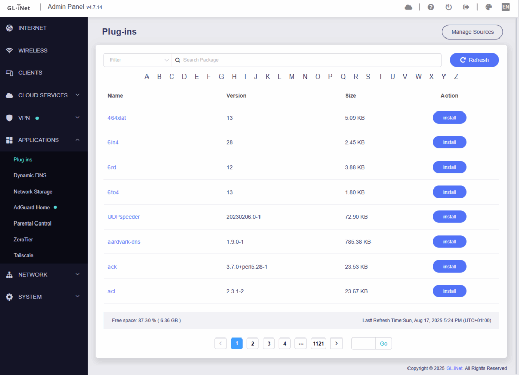 GL.iNet Flint 3 - Wifi 7 Router Review. Bringing powerful OpenWRT firmware together with the latest WiFi standards 13 Screenshot 2025 08 17 173425