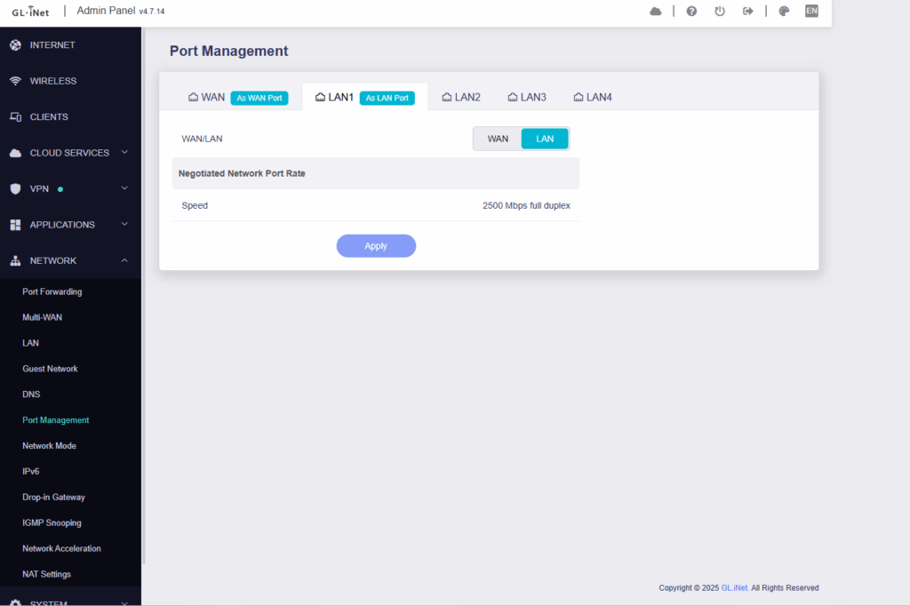 GL.iNet Flint 3 - Wifi 7 Router Review. Bringing powerful OpenWRT firmware together with the latest WiFi standards 15 Screenshot 2025 08 17 174144