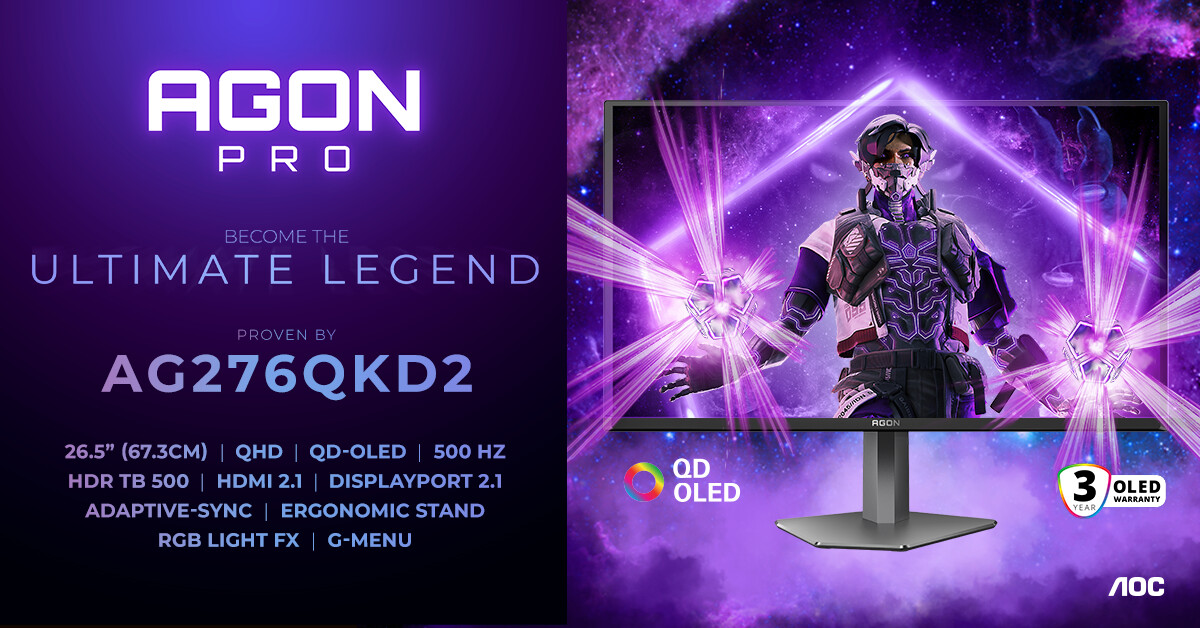 AGON PRO AG276QKD2 brings stunning speed with 500Hz power