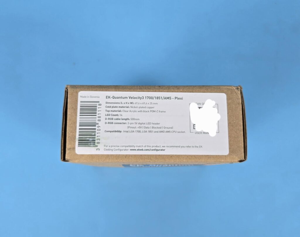 EK-Quantum Velocity3 Plexi - CPU Water Block Review 3 EK Quantum Velocity3 1700 1851 AM5 Plexi Packing Box 2