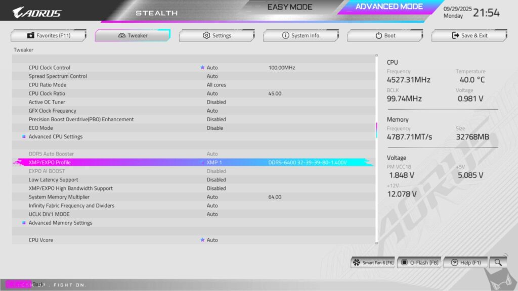 GIGABYTE X870 AORUS STEALTH ICE Review 57 X870 AORUS Stealth ICE BIOS 2