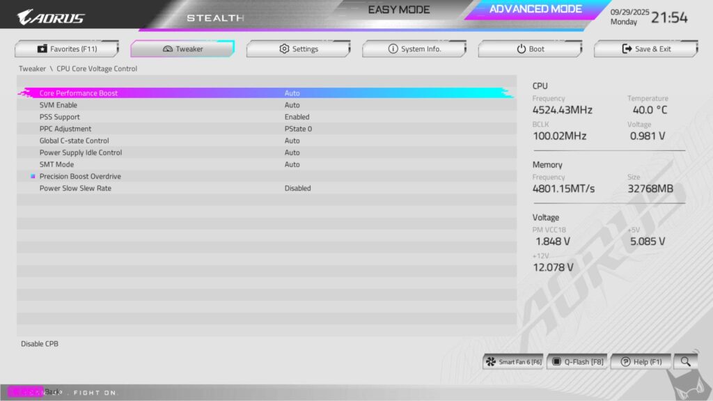 GIGABYTE X870 AORUS STEALTH ICE Review 59 X870 AORUS Stealth ICE BIOS 4